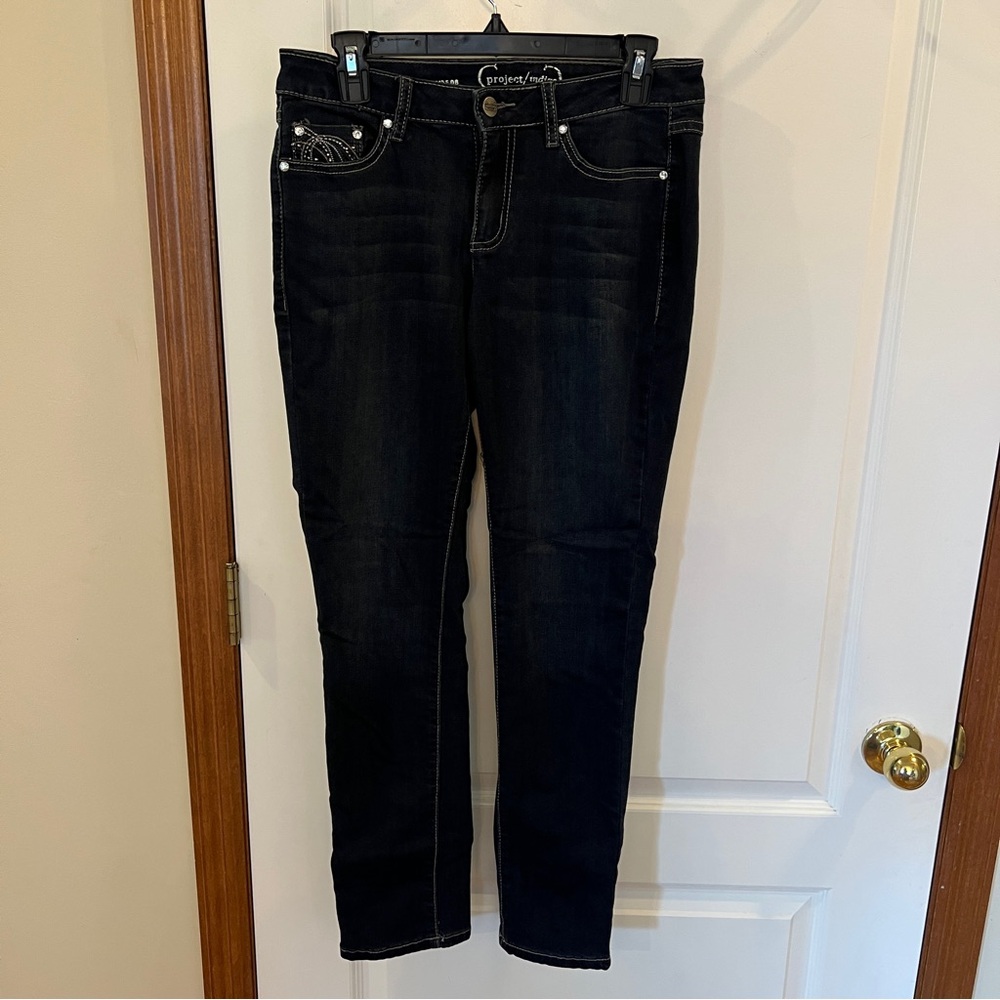 Project Indigo Size 8 Dark Skinny Embellished Jeans